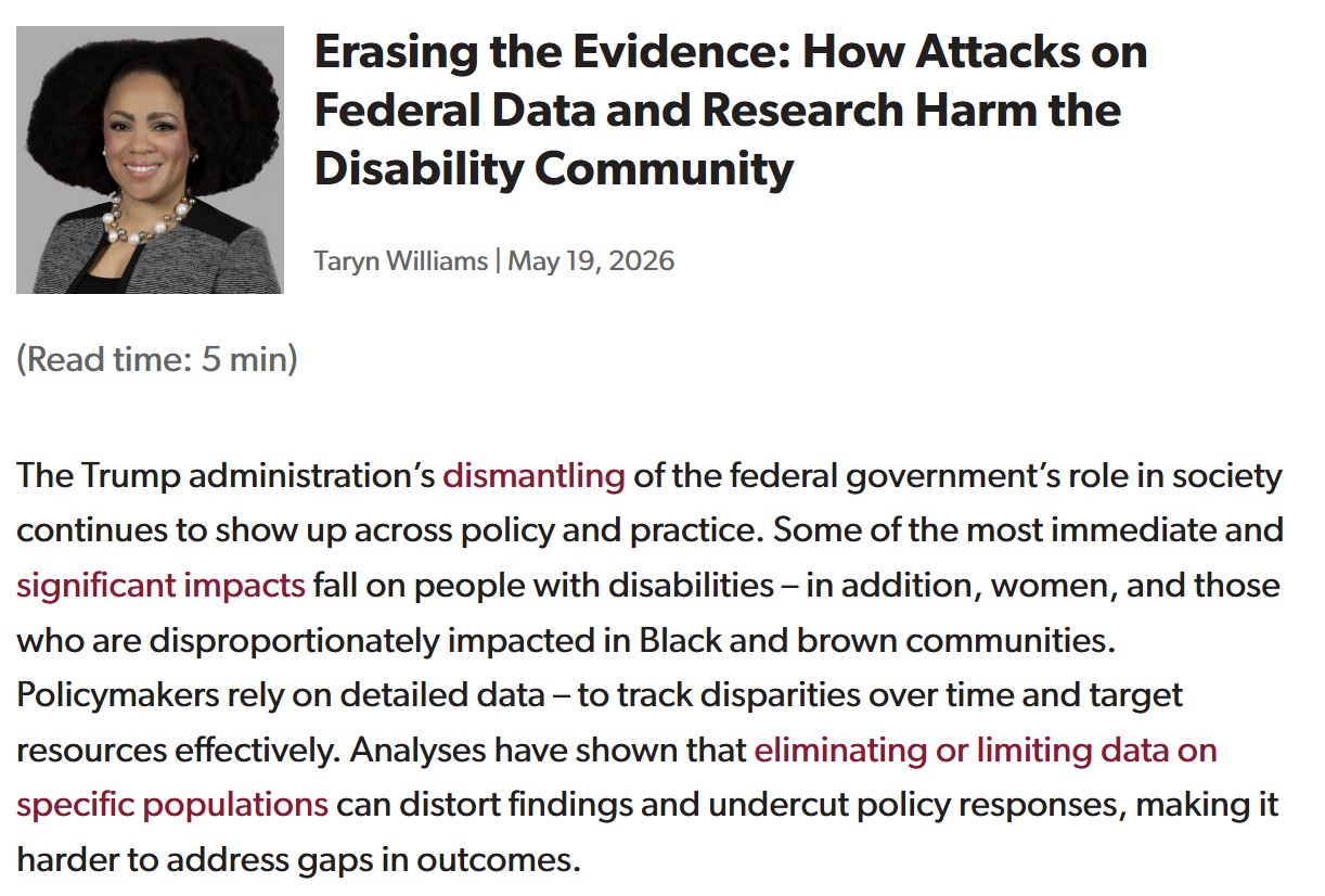 Blog: Erasing the Evidence: How Attacks on Federal Data and Research Harm the Disability Community
