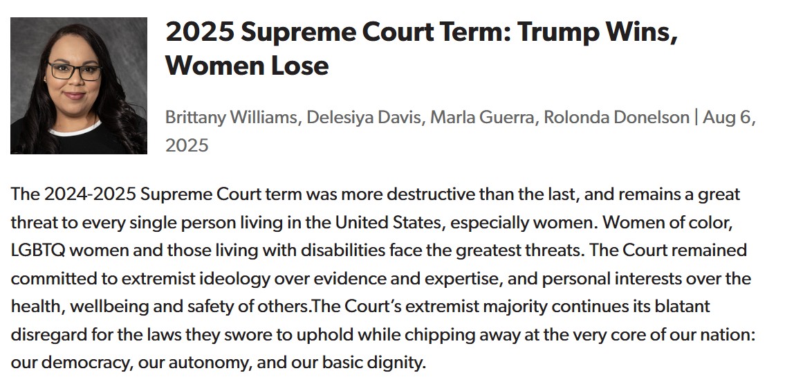 2025 Supreme Court Term: Trump Wins, Women Lose