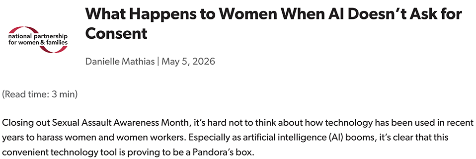 Blog post screenshot with title: What Happens to Women When AI Doesn't Ask for Consent