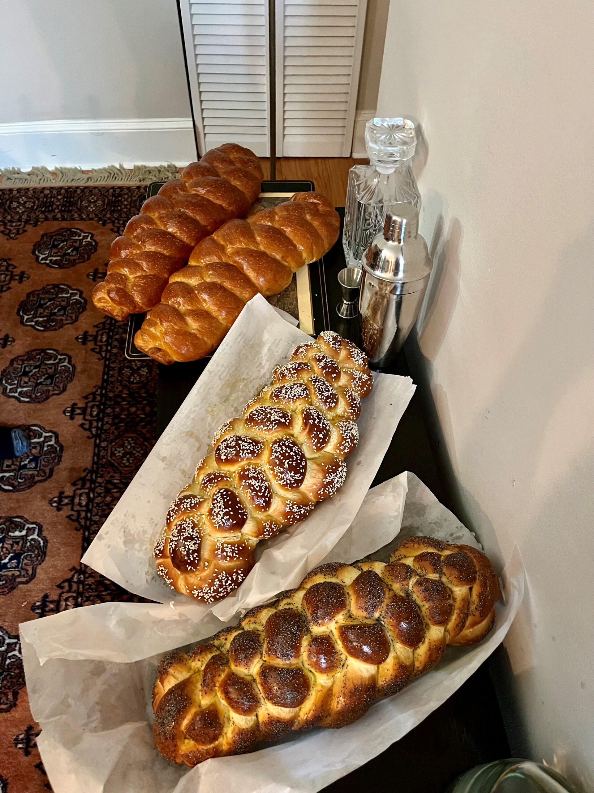 Homemade challahs for a Shabbat dinner that I hosted last year