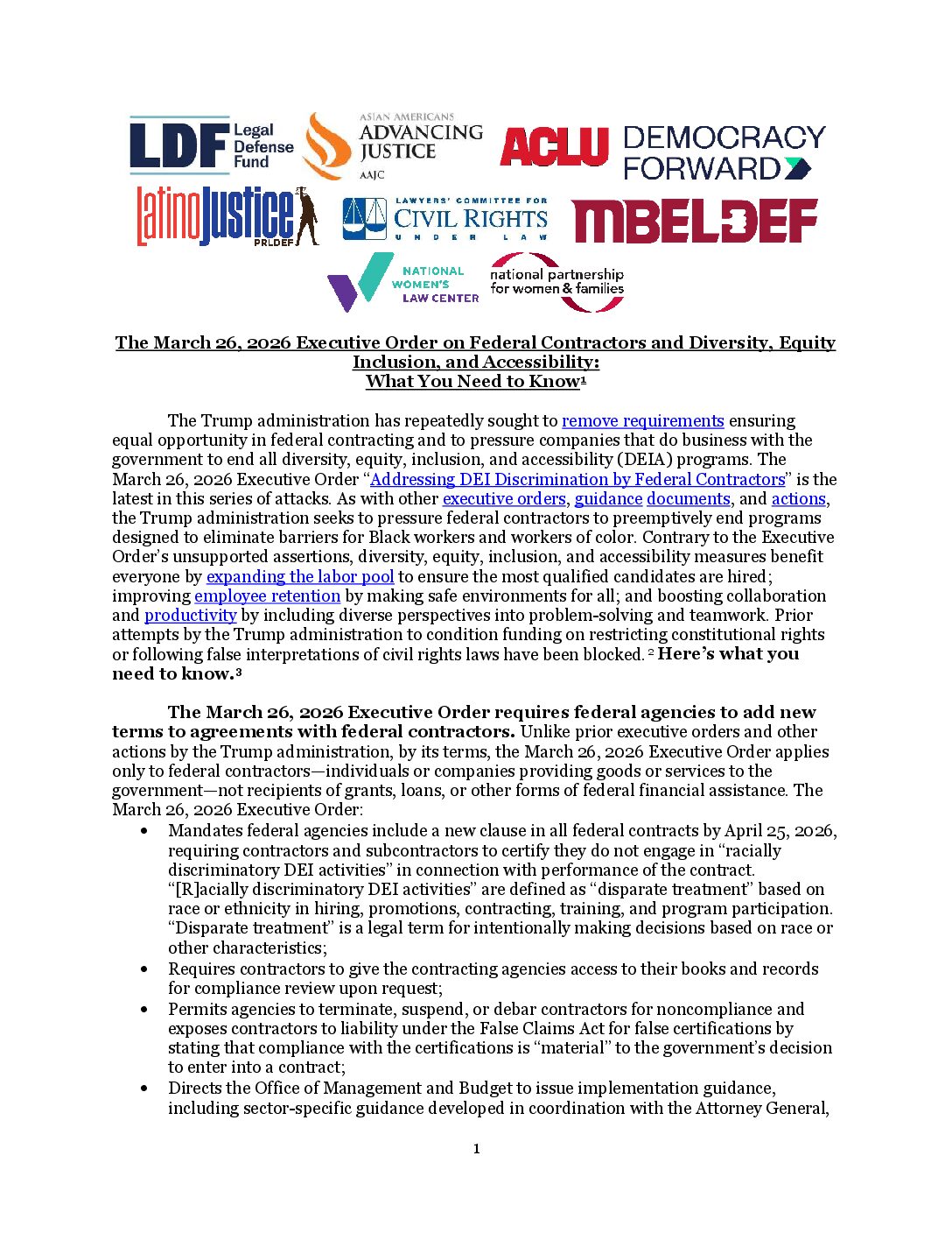 The March 26, 2026 Executive Order on Federal Contractors and Diversity, Equity Inclusion, and Accessibility