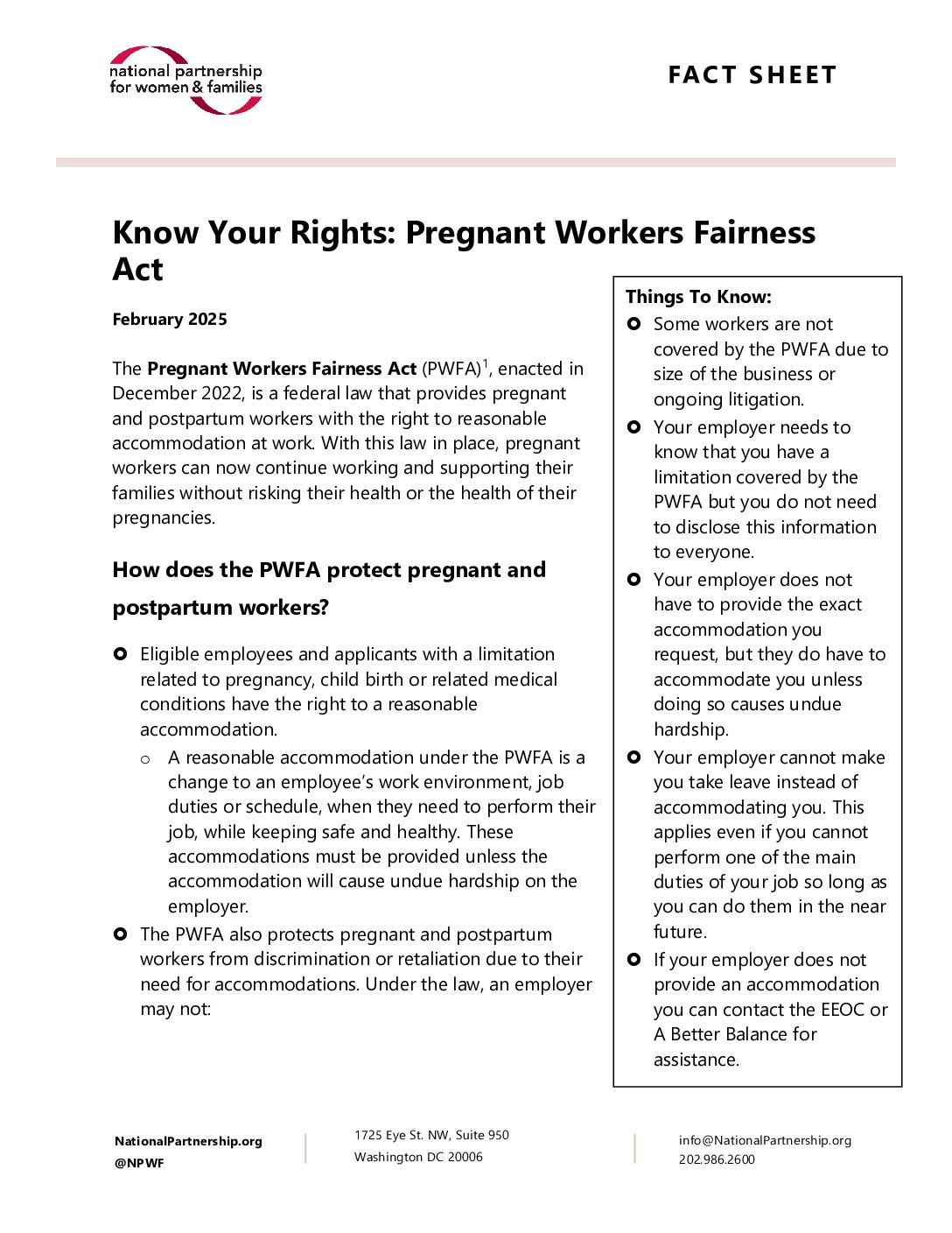 Know Your Rights: Pregnant Workers Fairness  Act