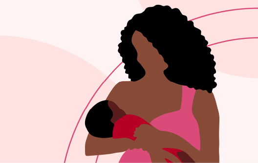 Illustration of a mother cradling her infant