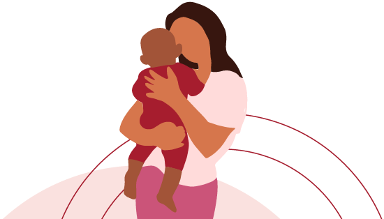 Illustration of a woman holding a baby