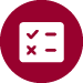 Paper checklist con depicting a survey questionnaire, bright red background